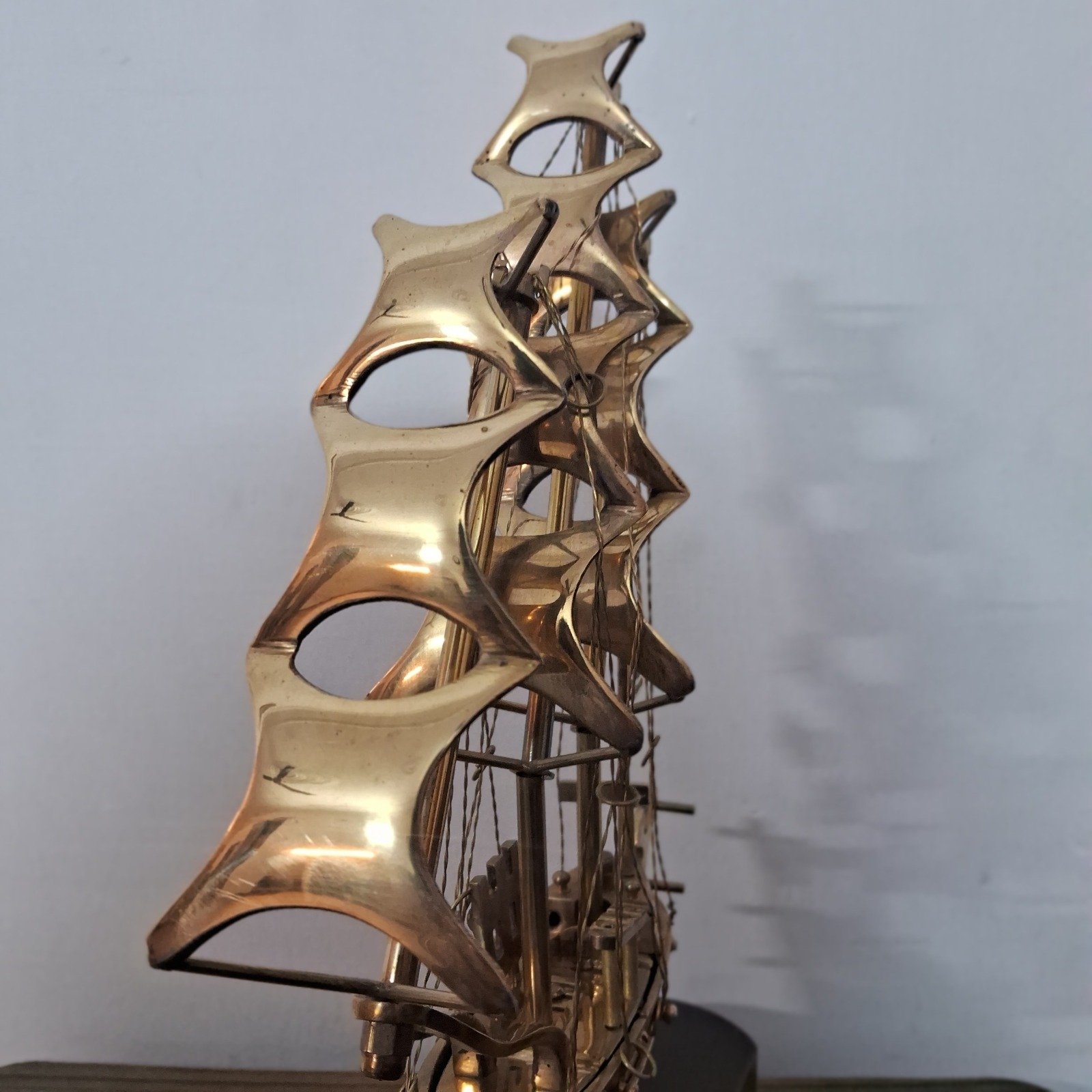 Handcrafted brass ship with antique finish